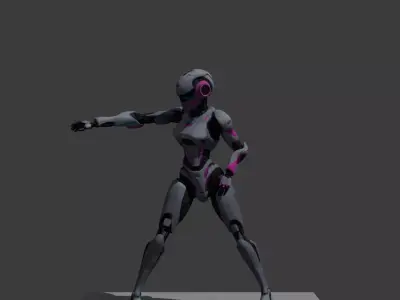 robot girl Free low-poly 3D model