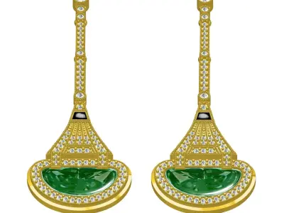 Antique Art Deco Diamond Earring 4 3D print model
