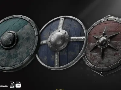 Shield and Spear Pack Low-poly 3D model