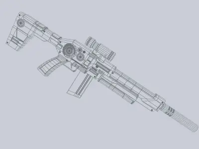 Scifi military gun Low-poly 3D model order