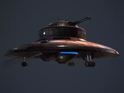 RIGGED WWII German Nazi UFO Prototype Haubenu II Low-poly 3D model