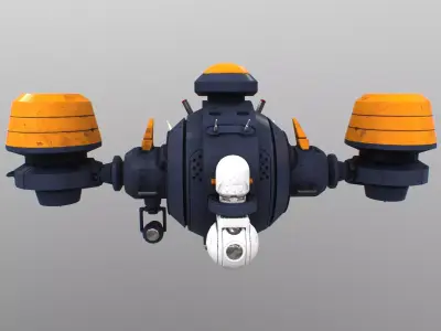 Drone orange and robot Low-poly 3D model