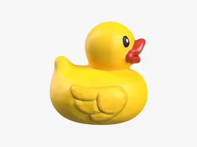 Bathtub Duck in yellow Low-poly 3D model