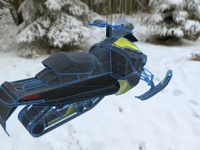 Snowbike snowmobile Low-poly 3D model