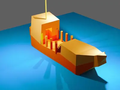 low  poly ship model Free 3D model