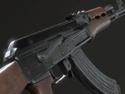 AK47 Assault Rifle Low-poly 3D model purchase