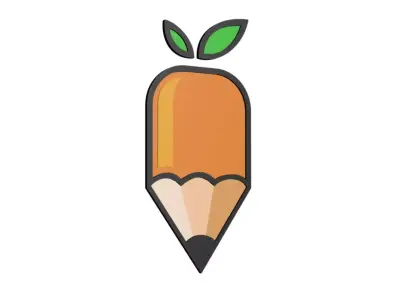 Pencil Logo Low-poly 3D model