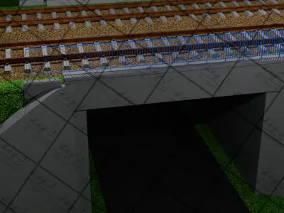 Prestressed concrete sleeper viaduct over a road PS-94 1435 60E1 3D model