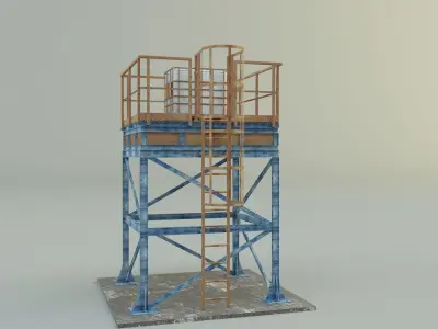 tower structure oil tank 3D model