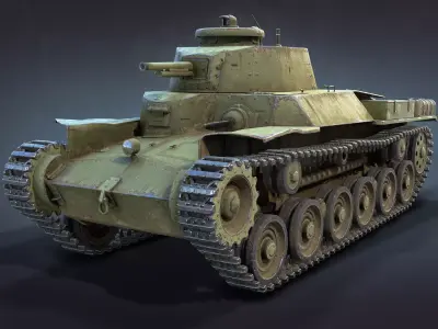 Type-97 Chi-Ha Low-poly 3D model