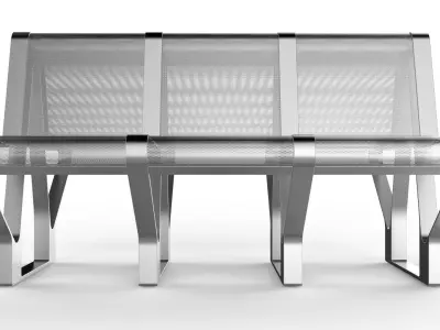 Waiting Room Seat V1 Double 3 Seats 3D model