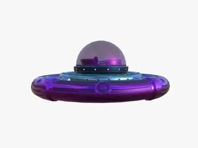 Alien Spaceship UFO E04 Purple Blue - Sci Fi Spacecraft Design Low-poly 3D model