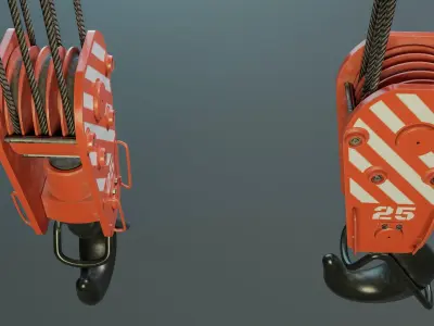 Crane hook block PBR Low-poly 3D model