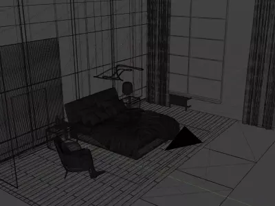 Bedroom Interior Scene Architectural Visualization Free low-poly 3D model purchase