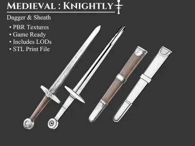 Medieval Collection Knightly Blades 3D Model Pack