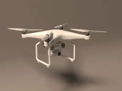 Realistic drone flying in air - Low-poly 3D model