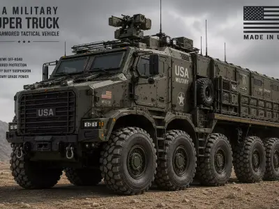 Military Truck 3D Print  Model Futuristic Armored Vehicle Truck  3D print model
