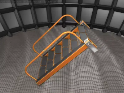 Sci-Fi Stairs - 18- Orange Version Low-poly 3D model