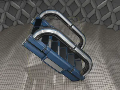 Sci-Fi Stairs - 11 - Blue Version  Low-poly 3D model