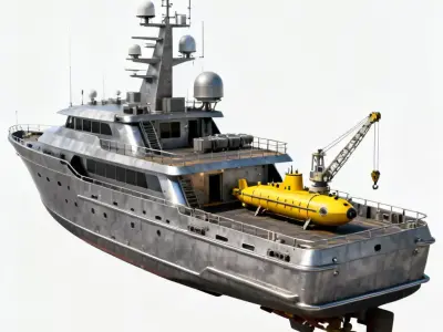 Abyssal Explorer Rugged Expedition Yacht 3D Model Low-poly 3D model