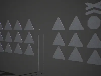 Modular Warning Street Signs 01 PBR Game ready Low-poly 3D model