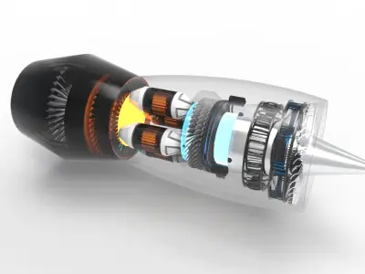 Jet engine N90 Low-poly 3D model