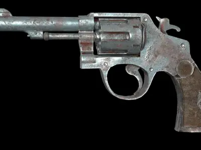 Old Used Revolver Low-poly 3D model