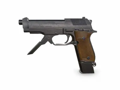 Beretta 93R Machine Pistol Low-poly PBR Low-poly 3D model