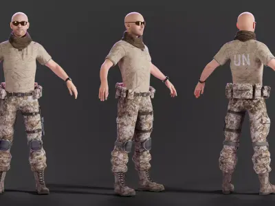 Rio UN Soldier Rigged Low-poly 3D model