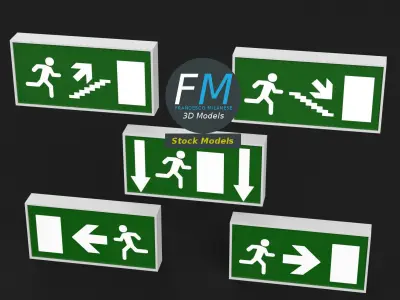 Emergency exit signs 3D model