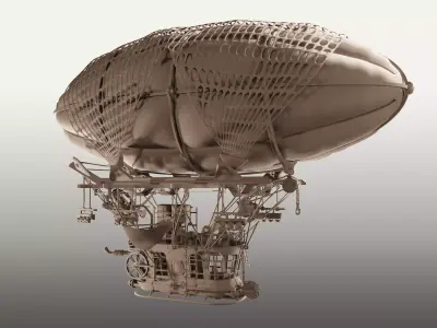 Steampunk Airship Low-poly 3D model