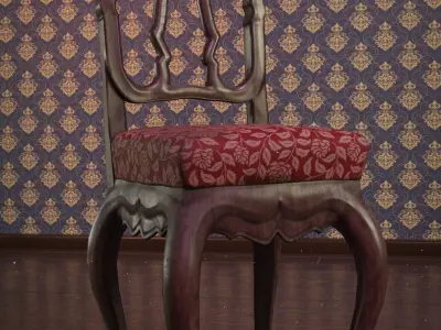 Vintage Wooden Chair Low-poly 3D model