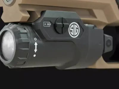 SIG Foxtrot2 Weapon Mounted Flashlight Attachment - Game Asset Low-poly 3D model