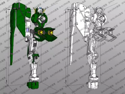 Dynames Gundam Armor - DIY Cosplay Pepakura Foam Template Low-poly 3D model