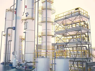 Small Industrial Oil Refinery 3D model