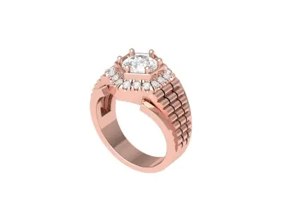 Hexagone Solitaire Ring 3D print model