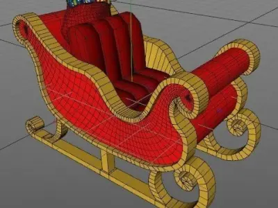 Santa sleigh Low-poly 3D model get