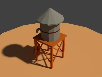 Low Poly Farm Well Low-poly 3D model