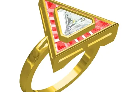 Antique Fancy Cut Triangle Shaped Wedding Ring 3D print model