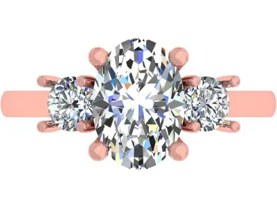 Oval And Round Stone Engagement Ring 3D print model purchase