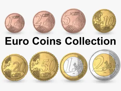 Euro Coins Collection PBR 3D model