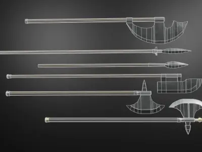 24 types of low-poly medieval weapons Low-poly 3D model