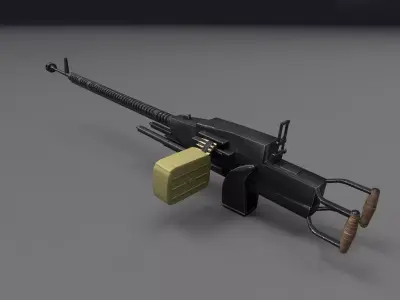 DShK Machine gun Low-poly 3D model