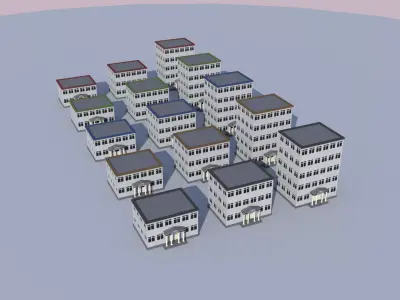 Cartoon Building Low Poly Building Commercial City Hall Low-poly 3D model