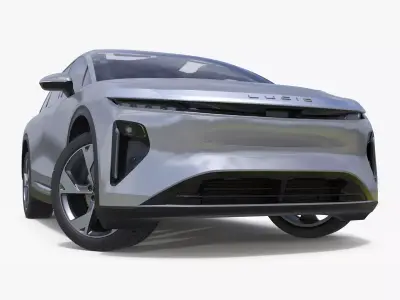 Lucid Gravity Electric Suv Gray with Lights Off Rigged for Maya 3D model