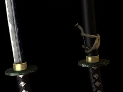 Katana samurai sword 3D model 6