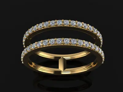 DOUBLE DIAMOND ROW BAND RING SIZE 5 3D print model