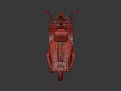 Vintage Vespa Style Motorcycle 3D Model Low-poly 3D model