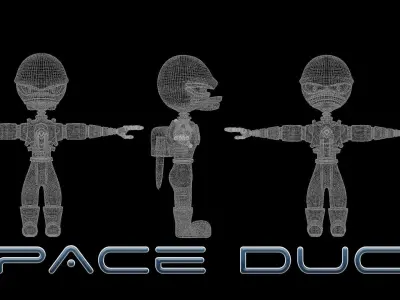 Cartoon Space Duck Low-poly 3D model