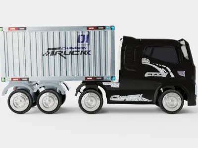HGV Container Truck And Trailer Black Electric Ride On Lorry Low-poly 3D model